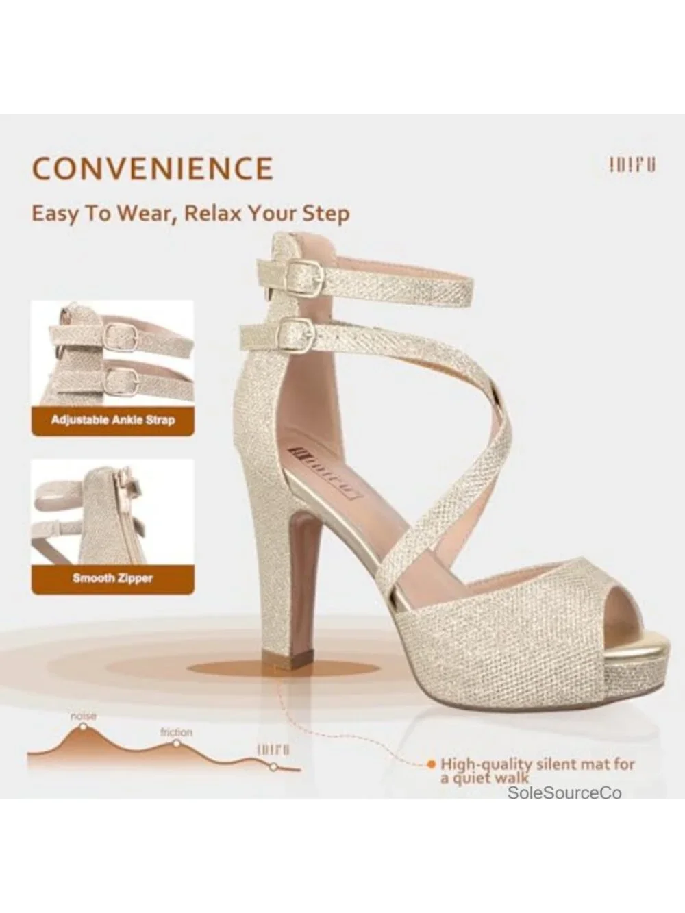 Strappy Peep Toe Platform High Heels Sandals with Chunky Block Heel -